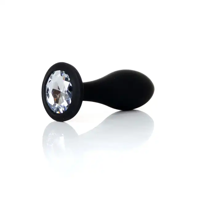 B-Series - Silicone Plug Clear L. Ekskluzywny plug analny z silikonowym wykończeniem i eleganckim diamencikiem w rozmiarze L