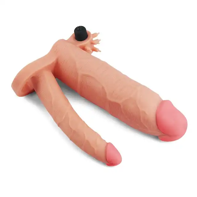 LoveToy - Vibrating Pleasure X-tender. Przedłużenie penisa z wibracjami i realistyczną główką