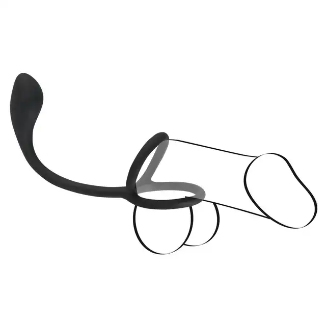 Black Velvets - Cock&amp;Ball Ring with Butt Plug - Korek analny z pierścieniami na penisa i jądra 3w1. Idealny także do stymulacji prostaty.
