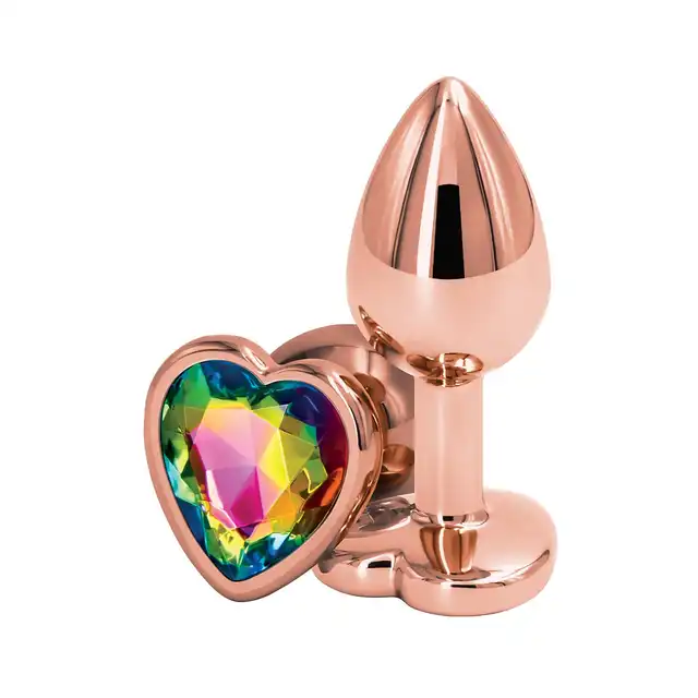 NS Novelties - Rear Assets Rose Gold Heart S Rainbow. Elegancki i lekki korek analny w rozmiarze S