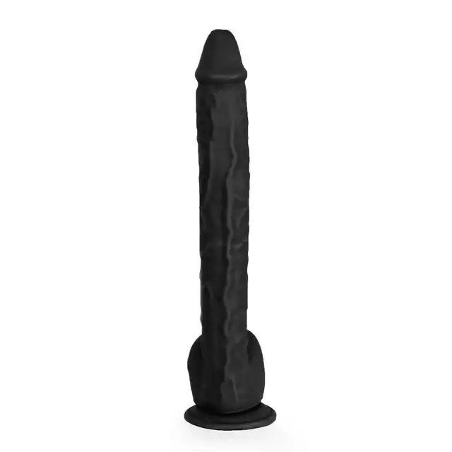Kiotos - Cox MEGA Black 03. Ogromne realistyczne dildo o czarnym kolorze i mocnej przyssawce, gigantyczne doznania w realistycznym wydaniu