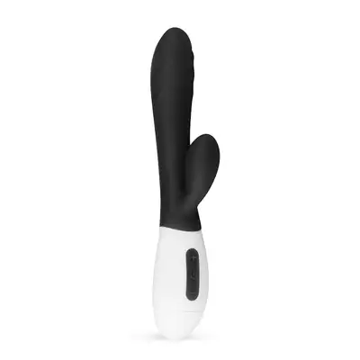 Teazers - Rabbit Vibrator Black. Czarny wibrator ze stymulatorem łechtaczki, ekscytująca stymulacja punktu G i łechtaczki