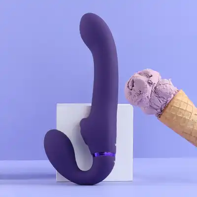 Vive - Ai Dual Vibrating &amp; Air Wave Tickler Strapless Strapon Purple. Strapless G-spot wibrator, unikalna technologia fal powietrznych