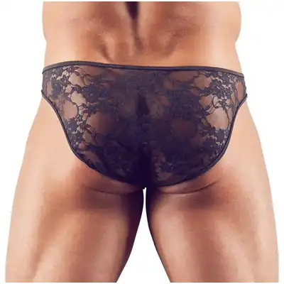 Svenjoyment - CN Men`s Briefs Lace XL. Czarne, koronkowe slipy dla zmysłowego uwodzenia i perfekcyjnego dopasowania.