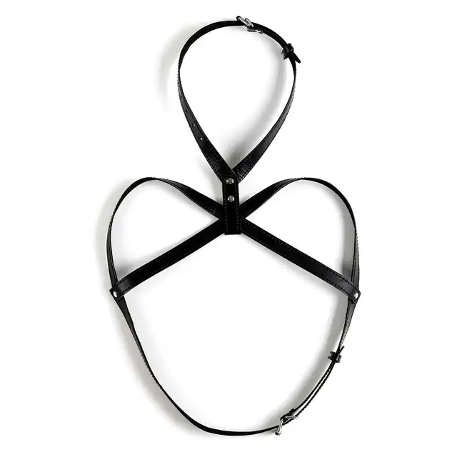 Virgite - Woman Breast Harness Mod. 1 Black. Odważny, elegancki harness na biust z wegańskiej skóry, który łączy wyjątkowy design z komfortem