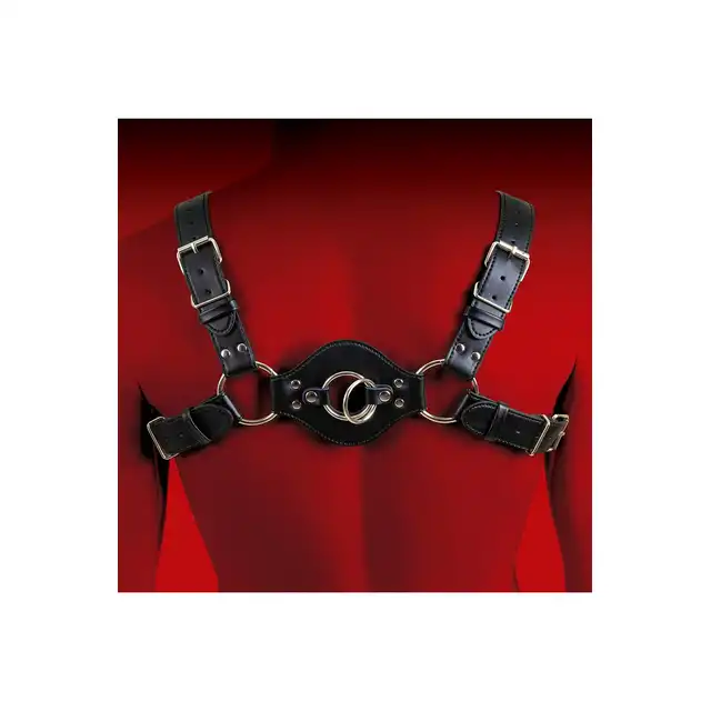 Virgite - Man Bondage Body Harness Mod. 4 Black. Harness z ekologicznej skóry, który łączy w sobie zarówno estetykę, jak i intensywność doznań!
