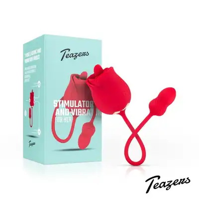 Teazers - Rose Vibrator and Clitoris Stimulator. Wielofunkcyjny wibrator do łechtaczki i jajeczko wibrujące, luksusowy wibrator duo w formie róży