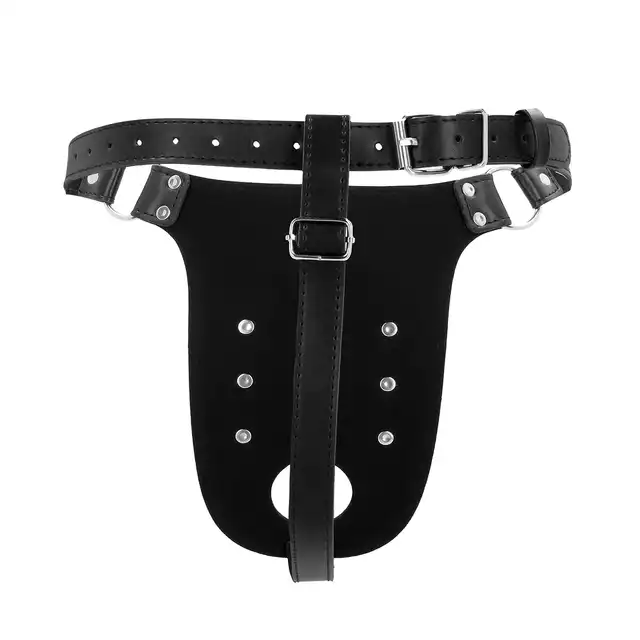 OUCH! - Leather Chastity Belt with Straps. Skórzany pas cnoty z paskami.