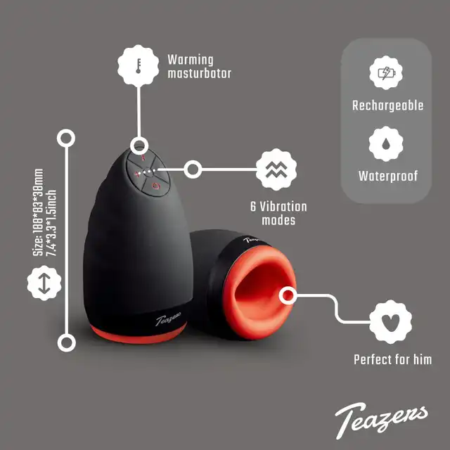 Teazers - Oral Masturbator. Nowoczesny masturbator męski z funkcją wibracji i rozgrzewania, niezapomniane doznania
