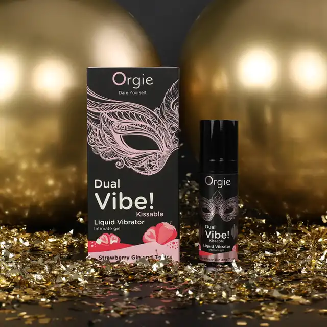 Orgie - Dual Vibe! Strawberry Gin and Tonic. Intensywny wibrator w płynie o smaku truskawkowego ginu z tonikiem