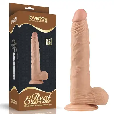LoveToy - Real Extrime Dildo 9". Wielki realistyczny wibrator z przyssawką