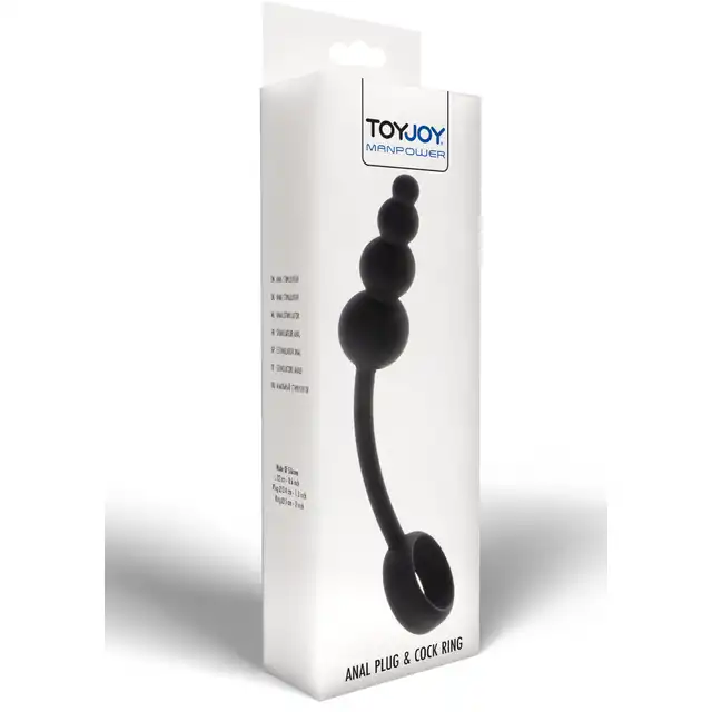 ToyJoy - Manpower Anal Plug &amp; Cock Ring. Wszechstronny silikonowy buttplug, stymulacja prostaty, mocne erekcje