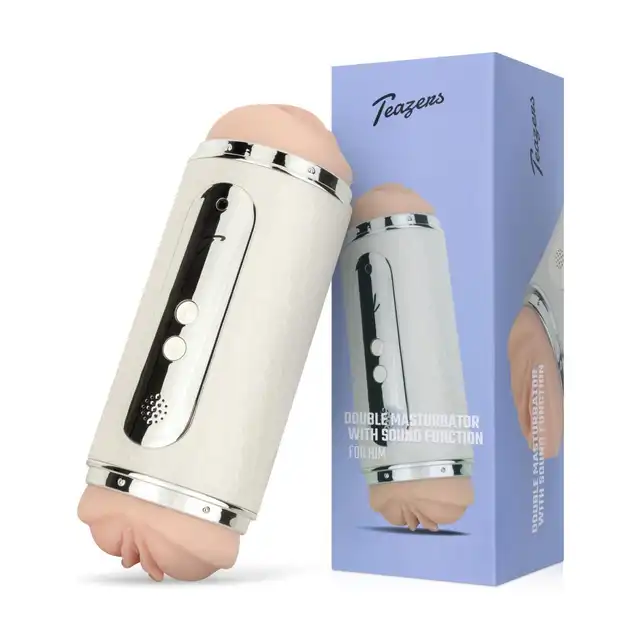 Teazers - Electric Masturbator Double-sided. Dwustronny masurbator z ustami i waginą, podwójne podniecenie w jednym urządzeniu