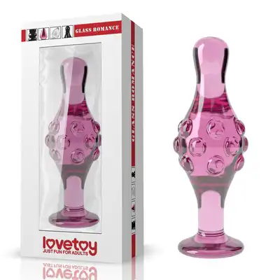 LoveToy - Dildo 4.5" Glass Romance. Różowe szklane dildo – luksusowe, schładzane i podgrzewane, z pudełkiem upominkowym