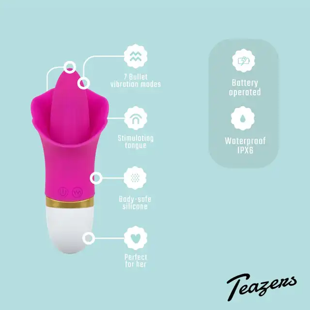 Teazers - Clitoris Stimulator With Thong Pink. Wibrator łechtaczkowy z języczkiem, ekscytujący wibrator do stymulacji łechtaczki