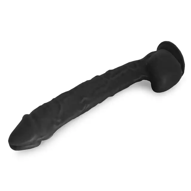 Kiotos - Cox MEGA Black 03. Ogromne realistyczne dildo o czarnym kolorze i mocnej przyssawce, gigantyczne doznania w realistycznym wydaniu