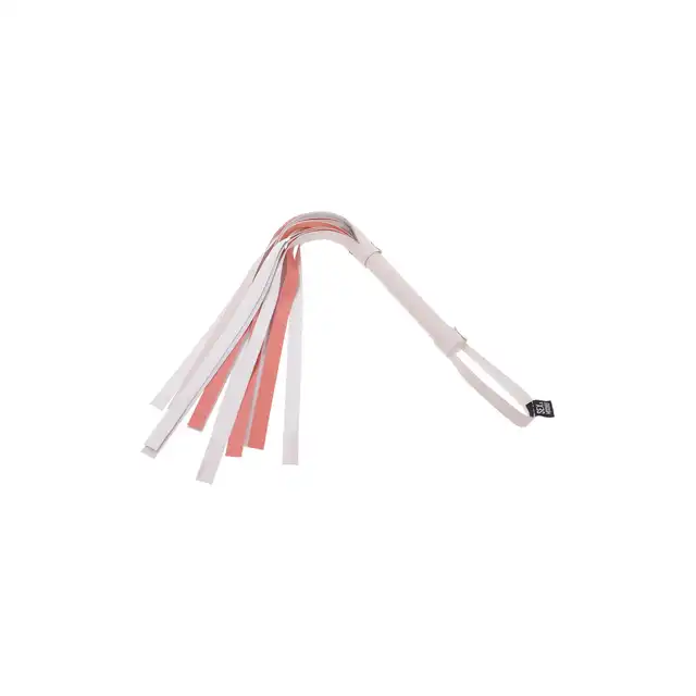 Sportsheets - Peaches `n CreaMe Stripe Flogger. Pudrowo różowy bat o skórzanym wykończeniu, figlarna przyjemność