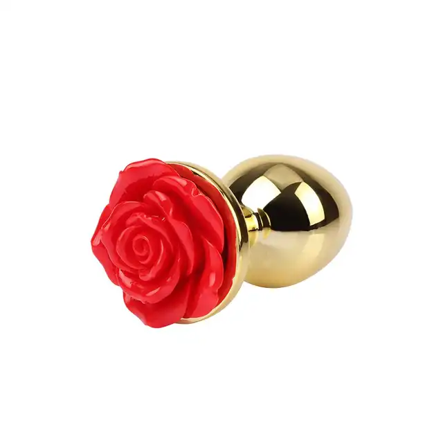 Matrix Mont - Showy Rose Anal Plug. Elegancki złoty anal plug z różą w rozmiarze M