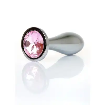 B-Series - Silver Plug Rose M. Luksusowy korek analny ze stali nierdzewnej z eleganckim diamencikiem w kolorze różowym