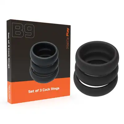 Erospace - Men's Play Set of Three Cock Rings. Zestaw pierścieni erekcyjnych, wzmocnij erekcję i zwiększ intensywność doznań