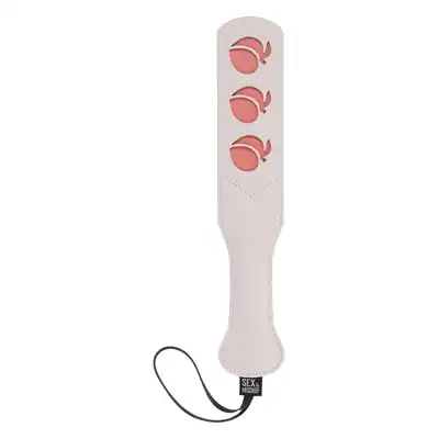 Sportsheets - Peaches `n CreaMe Paddle. Kremowa packa z wyciętą słodką brzoskwinką, uroczy gadżet BDSM