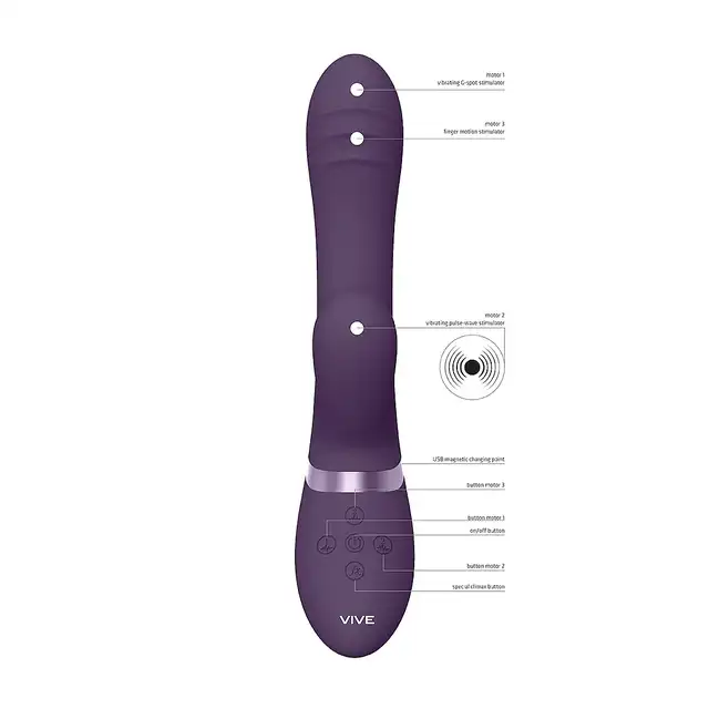 Vive - Tani Finger Motion with Pulse-Wave Vibrator Purple. Wibrator z technologią pulsacyjną i ruchem palca dla intensywnej stymulacji