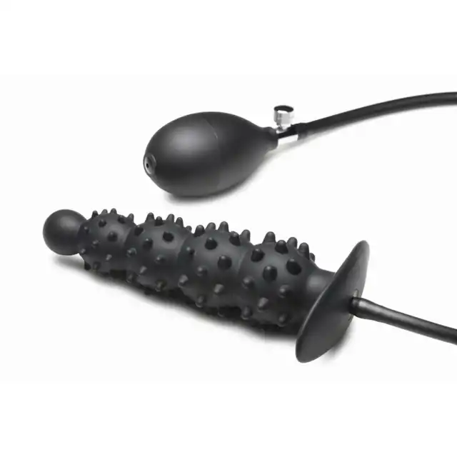 Master Series - Ass Puffer Ribbed Inflatable Anal Plug. Pompowany korek analny o intensywnie stymulującej powierzchni wypustkowej