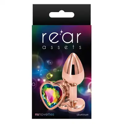 NS Novelties - Rear Assets Rose Gold Heart S Rainbow. Elegancki i lekki korek analny w rozmiarze S