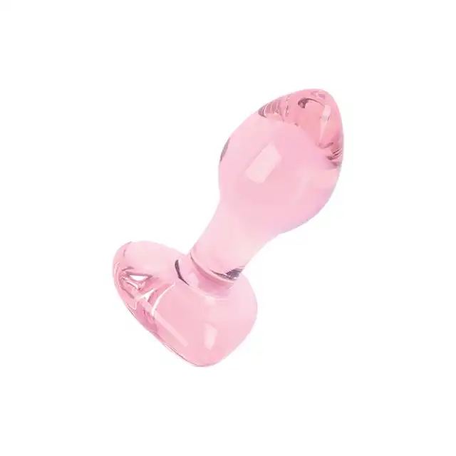 Nobü - Rose Heart Plug Pink. Szklana wtyczka analna o różowym kolorze z serduszkiem w podstawie, elegancki plug