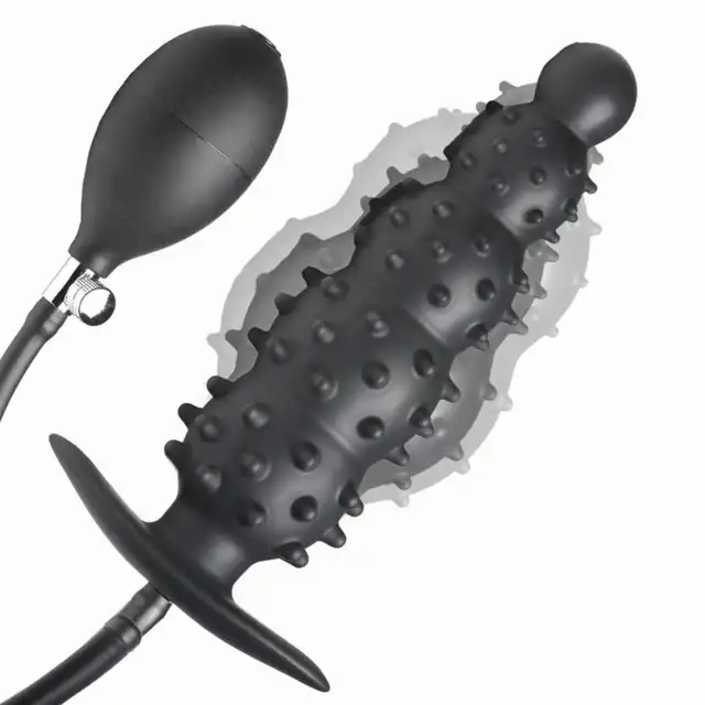 Master Series - Ass Puffer Ribbed Inflatable Anal Plug. Pompowany korek analny o intensywnie stymulującej powierzchni wypustkowej