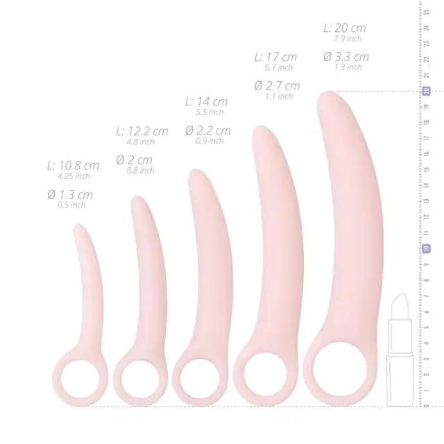 Teazers - Vaginal Dilator Set. Różowy zestaw 5 rozszerzaczy waginalnych, idealny dla osób pragnących poprawić elastyczność