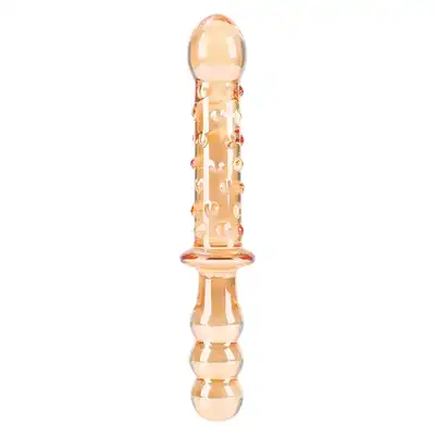 Nobü - Honey Dual Wand Orange. Podwójne dildo szklane o dwóch różnych końcówkach, zapewnia przyjemność nawet najbardziej wymagającym
