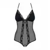 Obsessive - 841-TED-1 Body S/M. Zzmysłowe body z siateczki i koronki z otwartym krokiem i figlarnymi detalami.