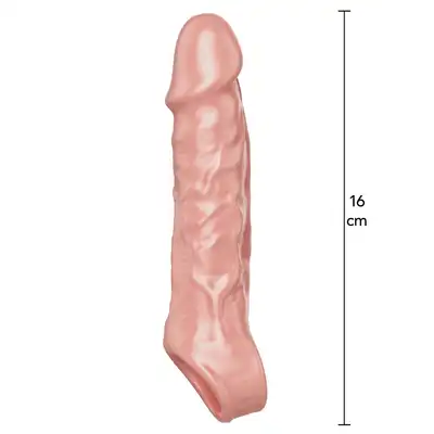 ToyJoy - Extension Sleeve Medium 16 cm. Realistyczna nakładka na penisa, skuteczne powiększenie i pogrubienie.