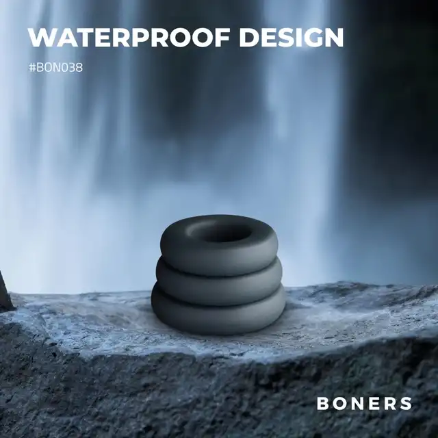 Boners - Large Cock Ring Set. Zestaw trzech silikonowych pierścieni erekcyjnych, dłuższa i mocniejsza erekcja