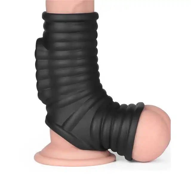 LoveToy - Wave Knights Ring Vibrating Penis And Scrotum Sleeve. Wibrujący rękaw na penisa i mosznę, intensywna stymulacja i mocniejsze doznania