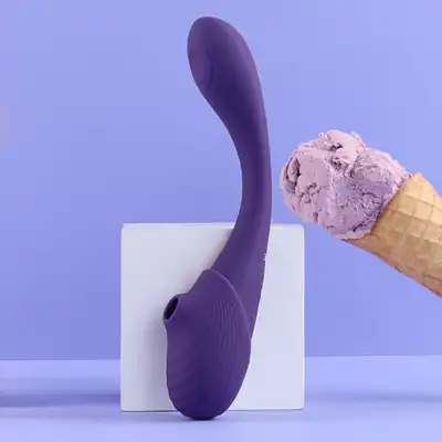 Vive - Mirai Double Ended Pulse Wave &amp; Air Wave Bendable Vibrator Purple. Rewolucyjny wibrator z podwójną końcówką, innowacyjna funkcja fal pulsacyjnych i fal powietrznych