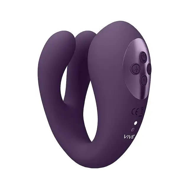 Vive - Yoko Triple Action Vibrator Dual Prongs with Clitoral Pulse Wave Purple. Wyjątkowy stymulator łechtaczki i punktu G, innowacyjny design