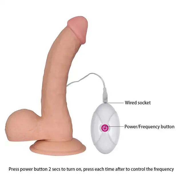 LoveToy - 8.8" The Ultra Soft Dude Vibrating. Luksusowy, ultra miękki wibrator z 10 prędkościami wibracji i przyssawką do zabawy bez użycia rąk