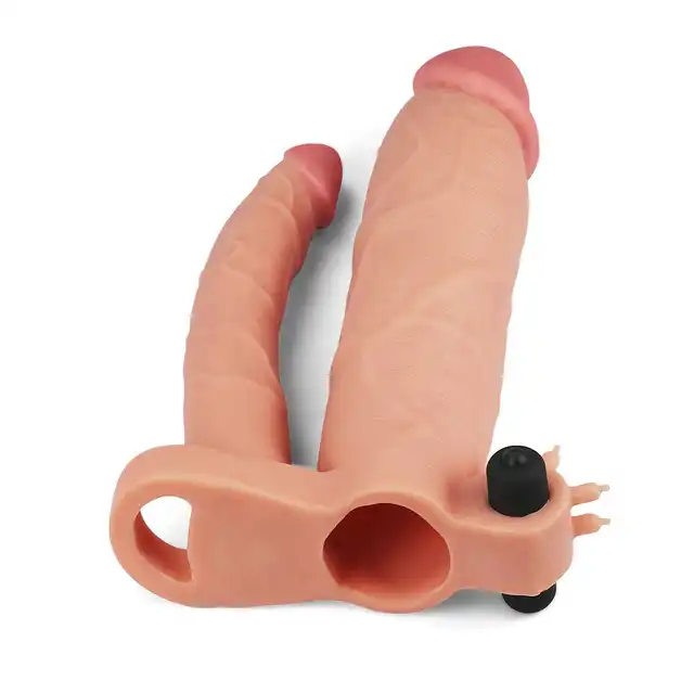 LoveToy - Vibrating Pleasure X-tender. Przedłużenie penisa z wibracjami i realistyczną główką