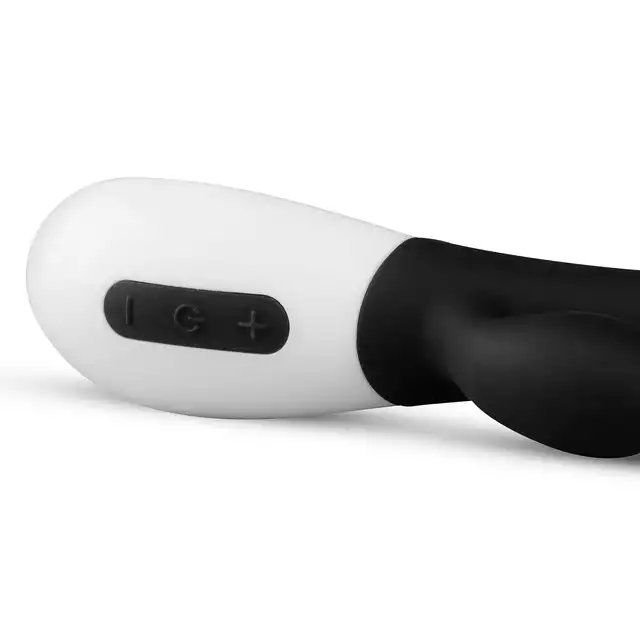 Teazers - Rabbit Vibrator Black. Czarny wibrator ze stymulatorem łechtaczki, ekscytująca stymulacja punktu G i łechtaczki