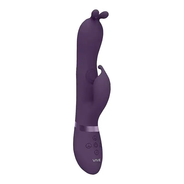 Vive - Gada Vibrating Bunny Ear G-Spot Rabbit with Pulse Wave Shaft Purple. Wibrator z króliczym uchem i wałkiem pulsacyjnym do stymulacji punktu G