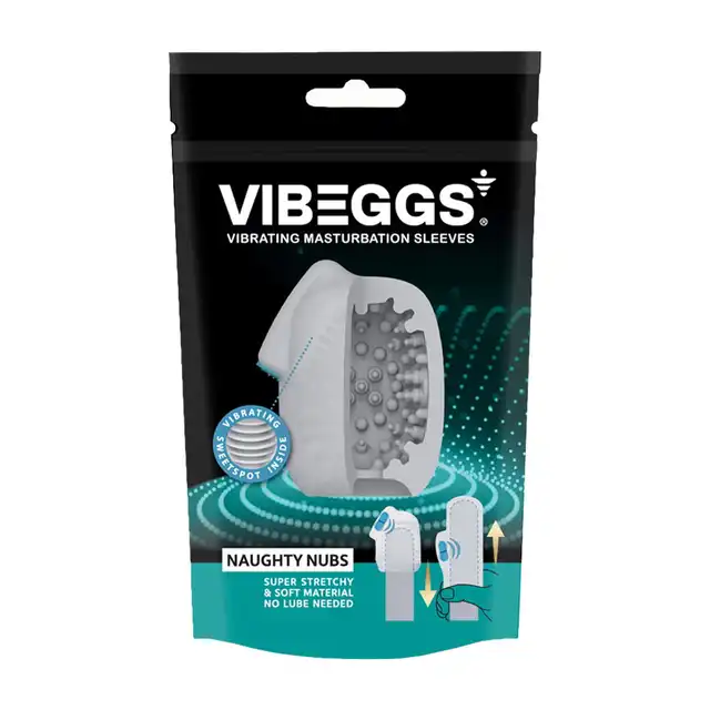 VIBEGGS - Naughty Nubs Vibrating Masturbation Sleeve. Wibrujący rękaw do masturbacji z miękkimi wypustkami, nowa generacja przyjemności