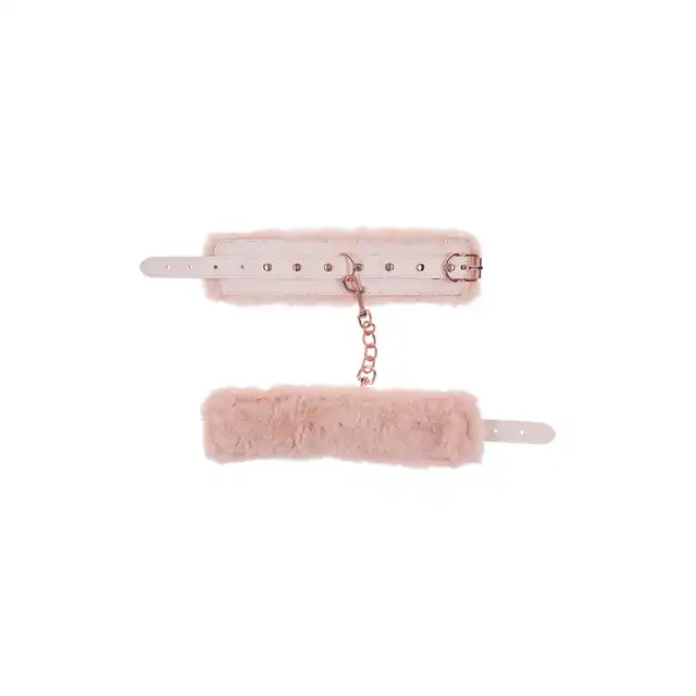 Sportsheets - Peaches'n Creme Fur Handcuffs. Delikatne kajdanki z brzoskiwniowym futerkiem dla wyjątkowych chwil