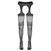 Cottelli - Suspender Tights L. Wyrafinowane rajstopy z seksownymi wycięciami na biodrach i ozdobnym motywem
