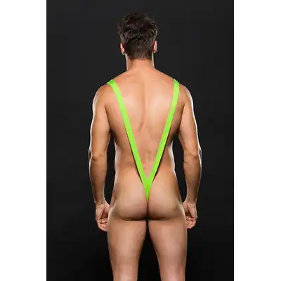 Envy Menswear - Borat Slingshot Green M/L. Odważny neonowy strój dla mężczyzn, inspirowany kultową postacią Borata.