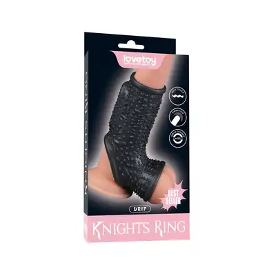 LoveToy - Drip Knights Ring Vibrating Penis And Scrotum Sleeve. Stymulujący i wibrujący rękaw na penisa i mosznę, zwiększa wytrzymałość i przyjemność