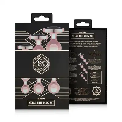 Rosy Gold - Metal Butt Plug Set 3 Pieces Rose Gold. Elegancki zestaw metalowych wtyczek analnych o wyjątkowej konstrukcji