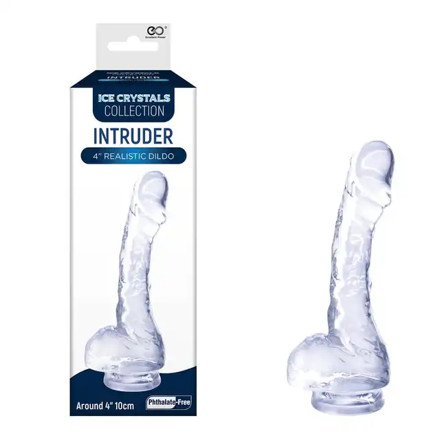 Ice Crystals Collection - Intruder 4". Niewielkie przezroczyste dildo o realistycznym kształcie, miękki i elastyczny materiał