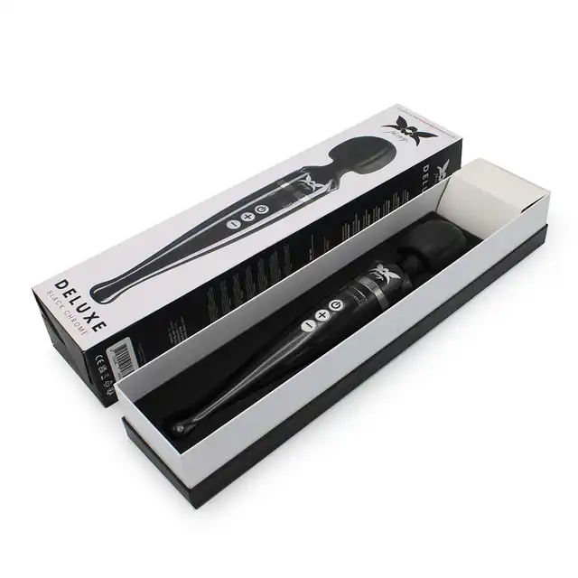 Pixey - Deluxe Black Chrome. Potężny wibrator magiczna różdżka, bezprzewodowy, moc, elegancja i nieprzerwana przyjemność
